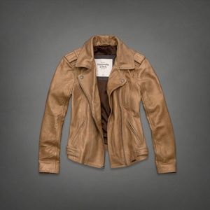 Abercrombie & Fitch Gold Tan Leather Jacket M